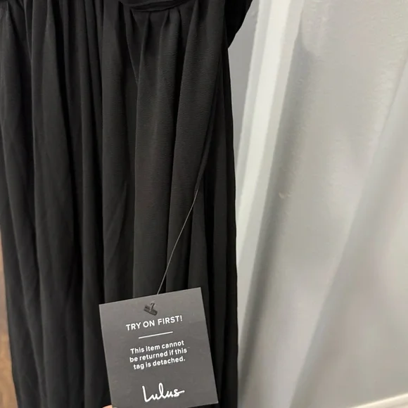 NWT Lulus Vivid Imagination Black Cutout Maxi Dress Formal Evening Textured - Picture 5 of 9